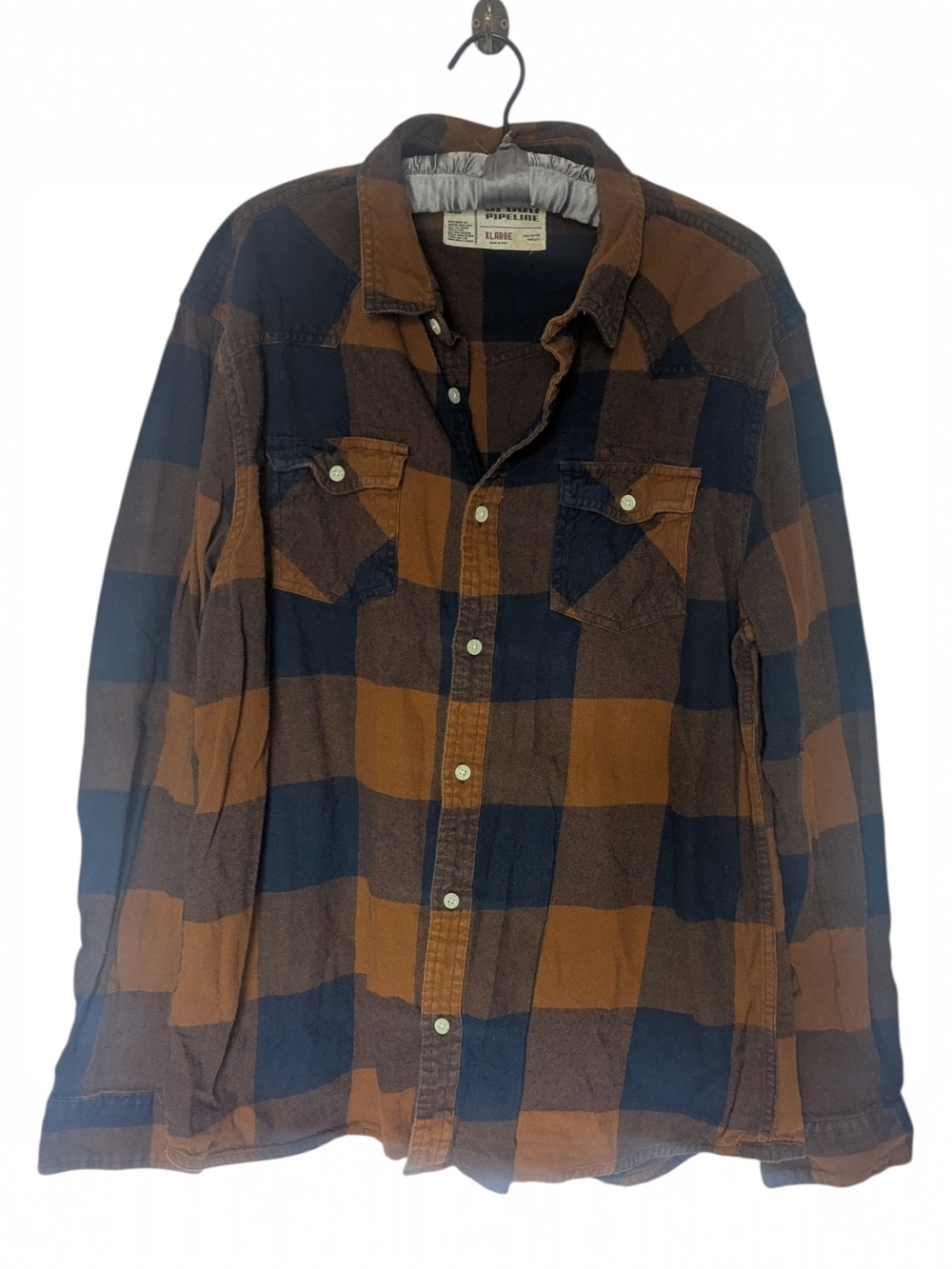 Urban Pipeline Rust Buffalo Plaid Button Up Flannel Shirt Extra Large